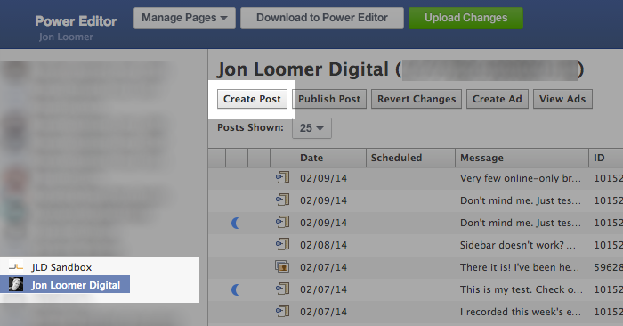 Facebook Power Editor Create Post