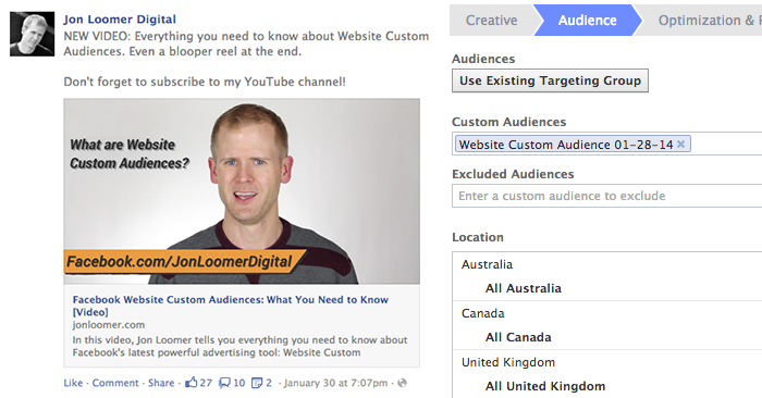 Facebook Website Custom Audiences Drive Traffic