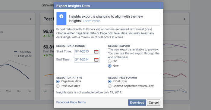 Download Facebook Insights Export