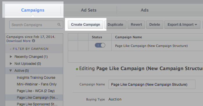 Facebook Campaign Structure Create Campaign