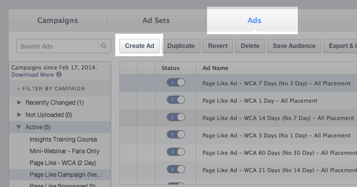 Facebook Campaign Structure Create Ad