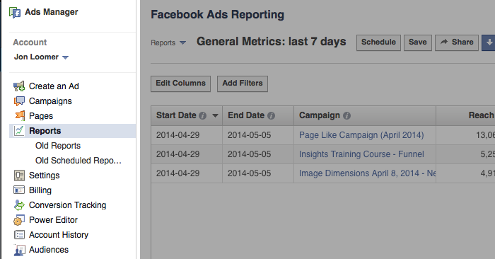 Facebook Ad Reports