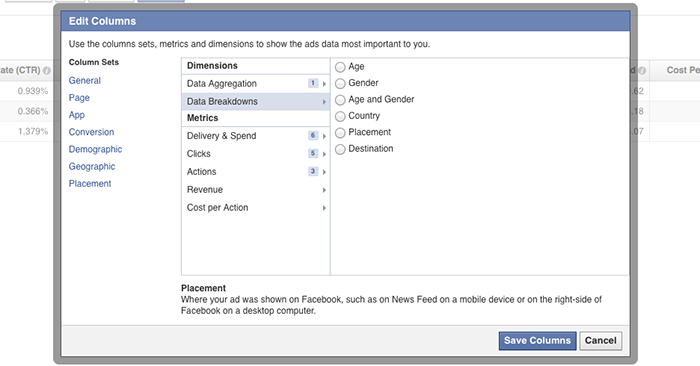 Facebook Ad Reports Data Breakdowns Default