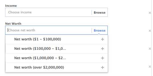 Facebook Core Audiences More Demographics: Financial