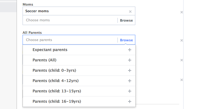 Facebook Core Audiences More Demographics: Parents