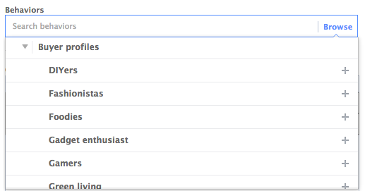 Facebook Power Editor Behavior Buyer Profiles