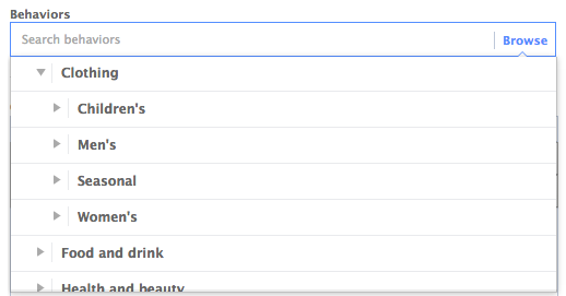 Facebook Power Editor Behavior Clothing