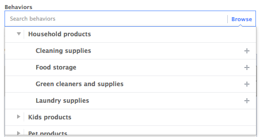 Facebook Power Editor Behavior Household Products