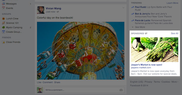 New Facebook Sidebar Ads
