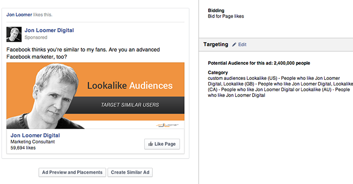 Facebook Page Like Campaign Page Lookalike Audience