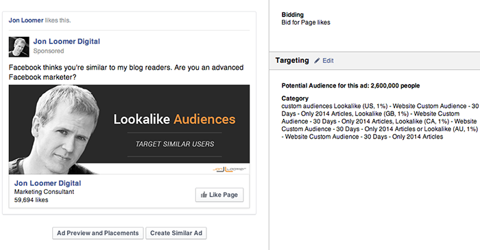 Facebook Page Like Campaign Website Visitors Lookalike Audience