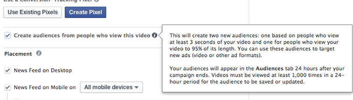 Facebook Power Editor Create Video View Audience