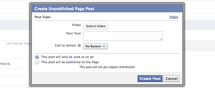 Facebook Power Editor Unpublished Video Post