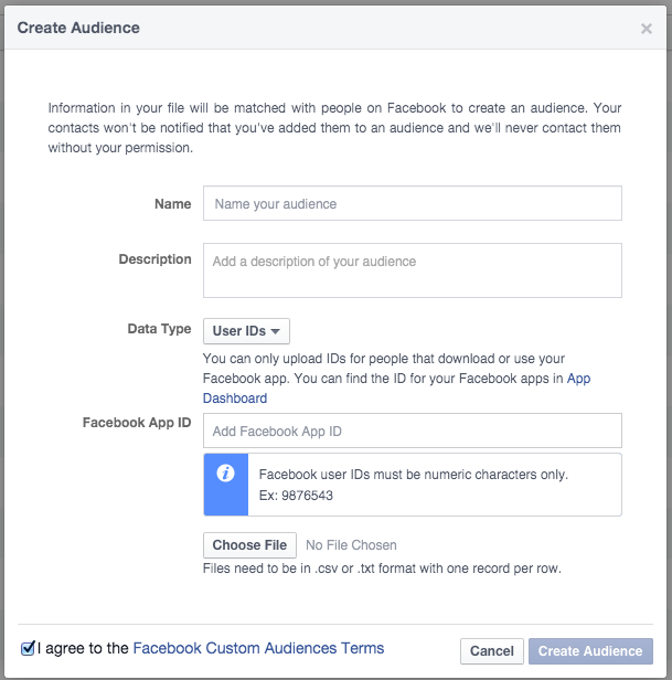 Create Facebook Custom Audience UID