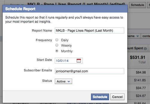 Facebook Ad Reports Schedule