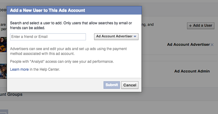 Facebook Ads Manager Add Account User