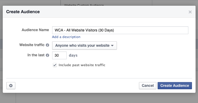 Facebook Website Custom Audience All Visitors