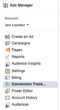 Facebook Ads Manager Conversion Tracking