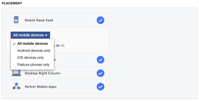 Facebook Power Editor New Ad Set Placement Mobile