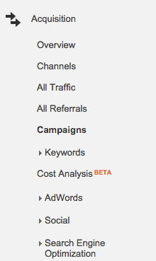 Google Analytics Acquisition Campaigns