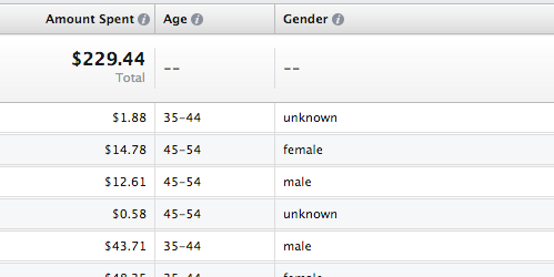 Facebook Ad Reports Age and Gender