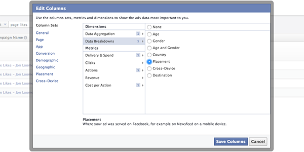 Facebook Ad Reports Placement