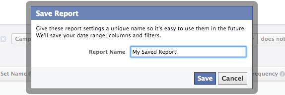 Facebook Ad Reports Save