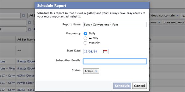 Facebook Ad Reports Schedule