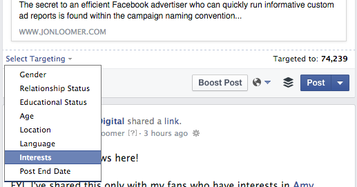 Facebook Organic Post Interest Targeting