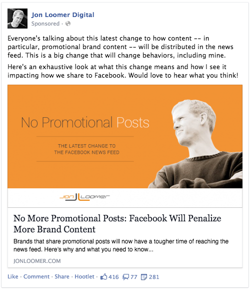 No More Promotional Posts Facebook Post