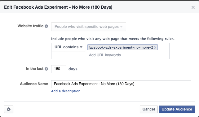 Facebook Ads Experiment No More WCA