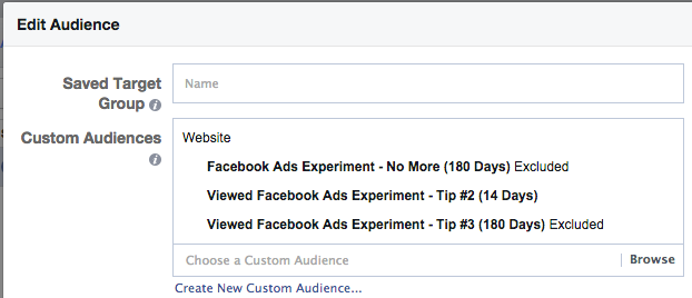 Facebook Ad Experiment Tip 3 Targeting