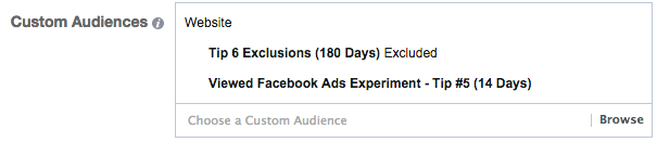 Facebook Ads Experiment Tip 6 Targeting