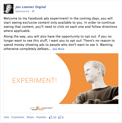 Facebook Ads Experiment Welcome