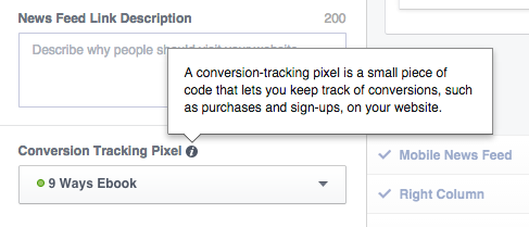 Facebook Conversion Tracking Ad Create Tool