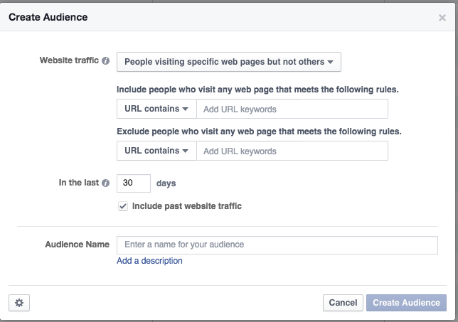 Facebook Website Custom Audience Exclude