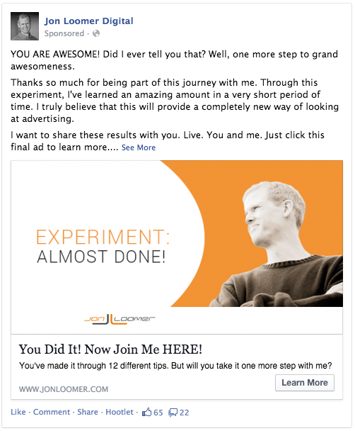 Facebook Ads Experiment Almost Done