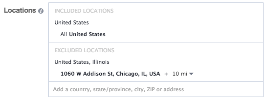 Facebook Location Targeting Exclude Address