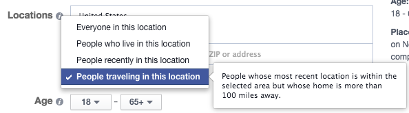 Facebook Location Targeting Traveling In