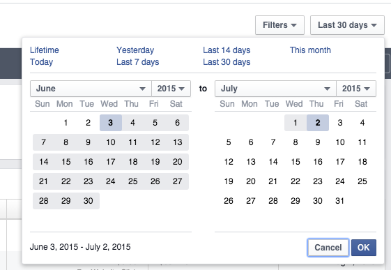 New Facebook Ads Manager Dates