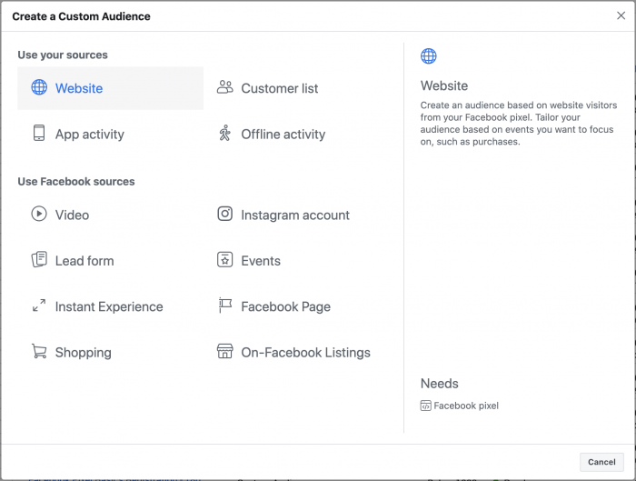 Facebook Website Custom Audiences