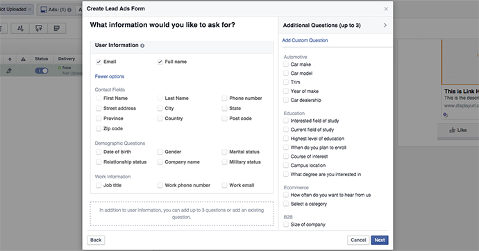 Facebook Lead Ads Form