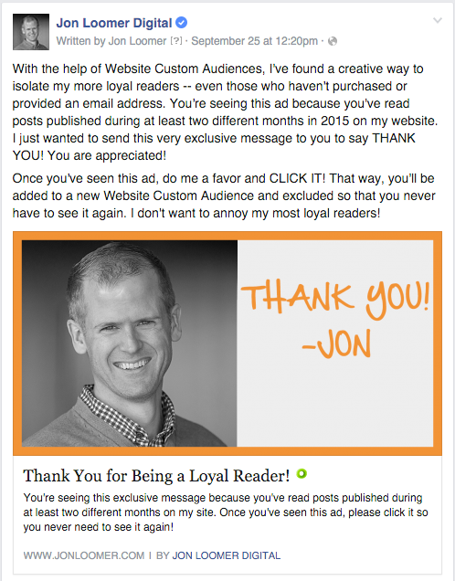 Jon Loomer Digital Thank You Ad