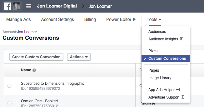Facebook Custom Conversions