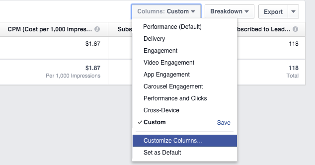 Facebook Custom Conversions
