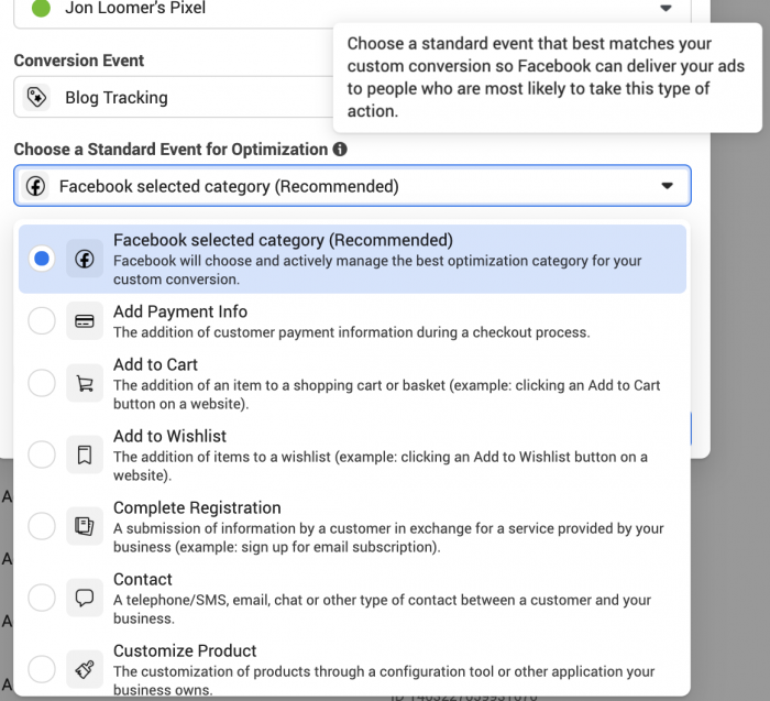 Facebook Custom Conversions