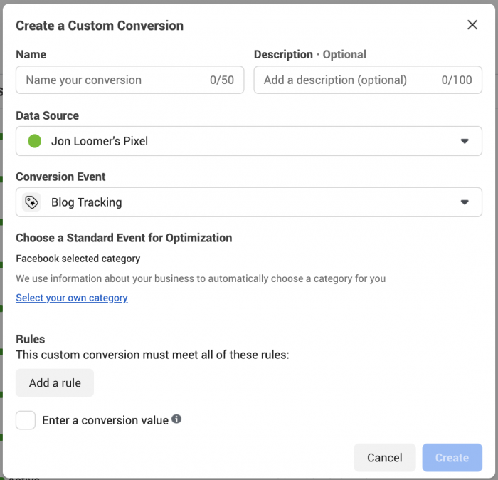 Facebook Custom Conversions