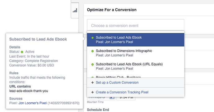 Facebook Custom Conversions