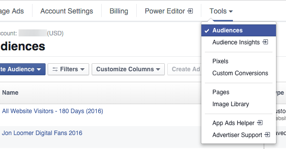 Ads Manager Tools Audiences