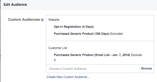 Facebook Ad Set Edit Audience